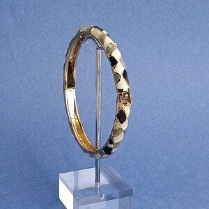 Abstract Cow Pattern Rhinestone Multi Enamel Hinge Bangle Skinny Bracelet Casual